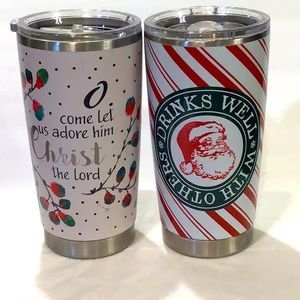 NWT Two insulated tumblers, Christmas themed